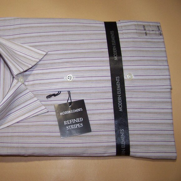 Modern Elements Men Stylish L-Sleeve Stripe Dress Shirt 16.5x32/33 Point Collar - Picture 6 of 6